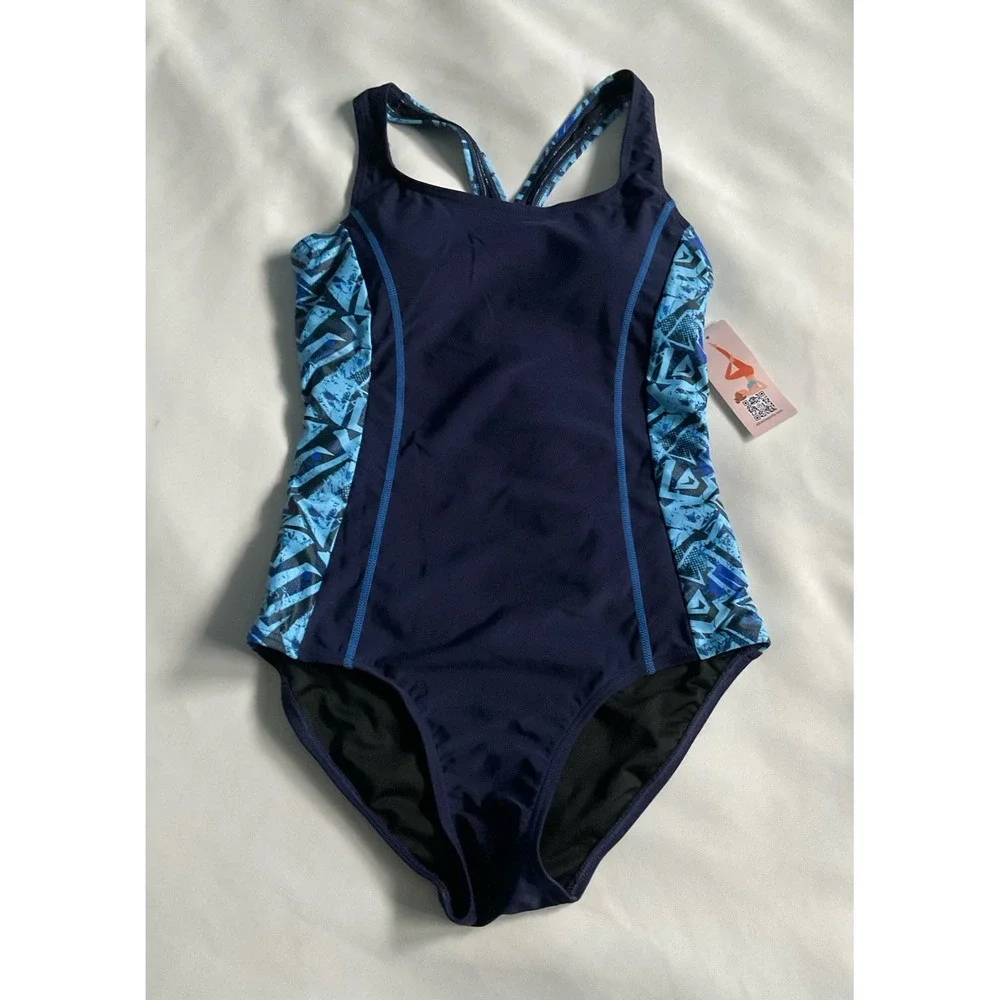 Charmo One Piece Swimsuit Racerback Sport Lap Swimming Suit Size S